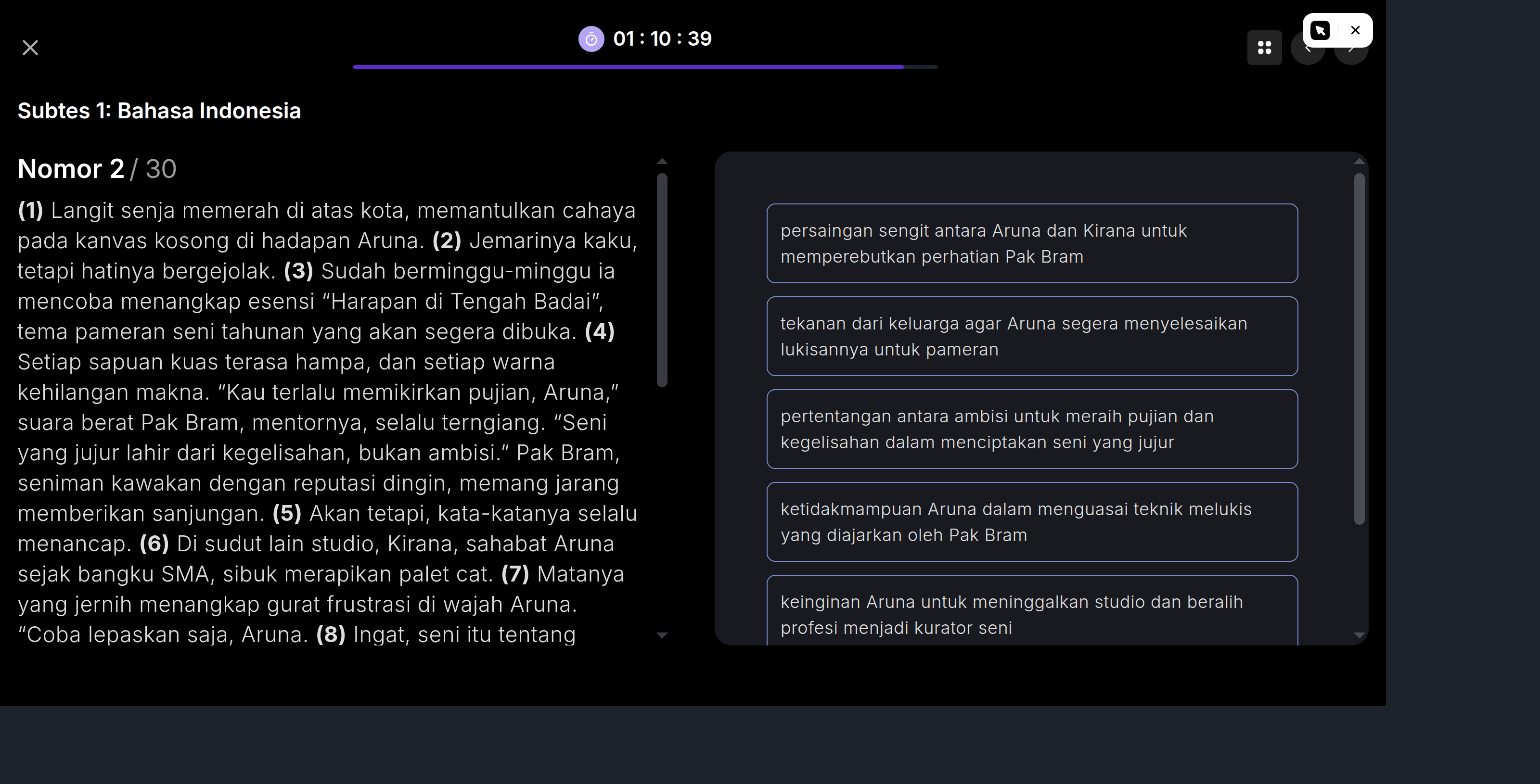 Tampilan pengerjaan soal dengan formula matematika dan scratchpad